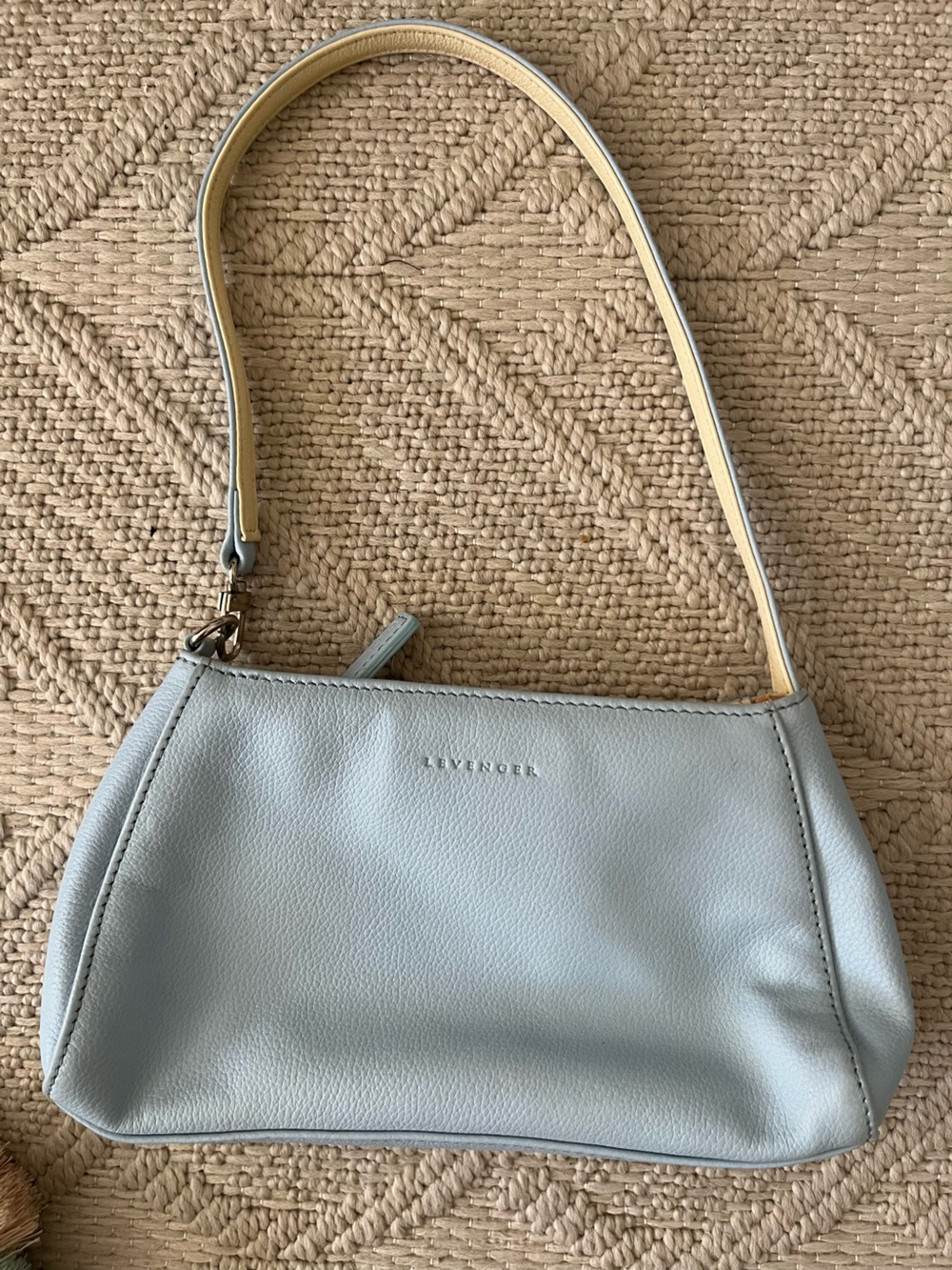 Levenger Light Blue Leather Pochette Bag Vintage 2000